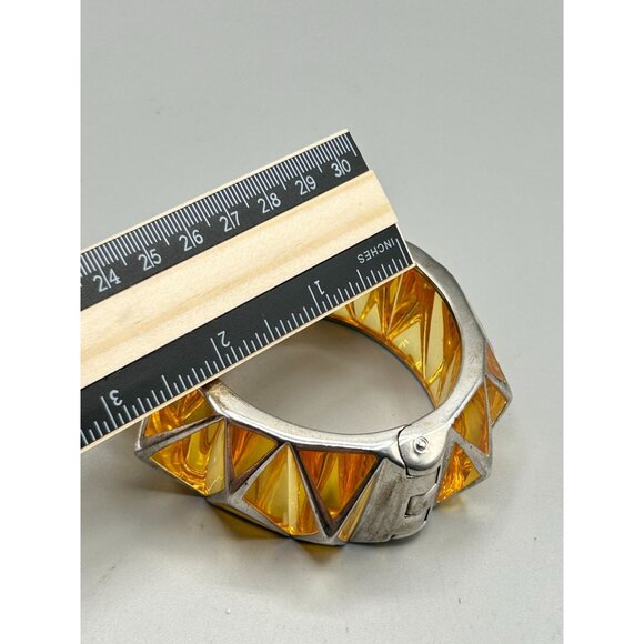 Hard To Find Angelique De Paris Pyramid Bangle Hinged Sterling Silver Lucite - Picture 9 of 11